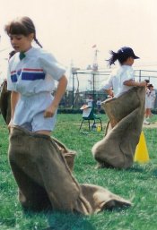 Julie en plein effort au Sport day de l'école internationale de Shanghai